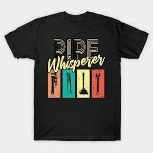 Pipe Whisperer Plumber Tools Retro Vintage Distressed Style T-Shirt